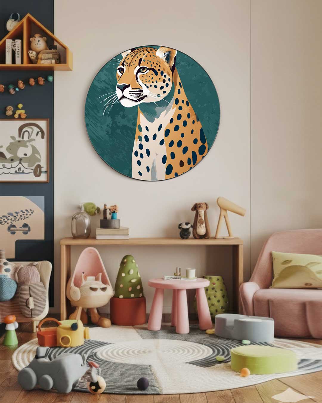 Elegante Luipaard Muurcirkel-WallArtistic