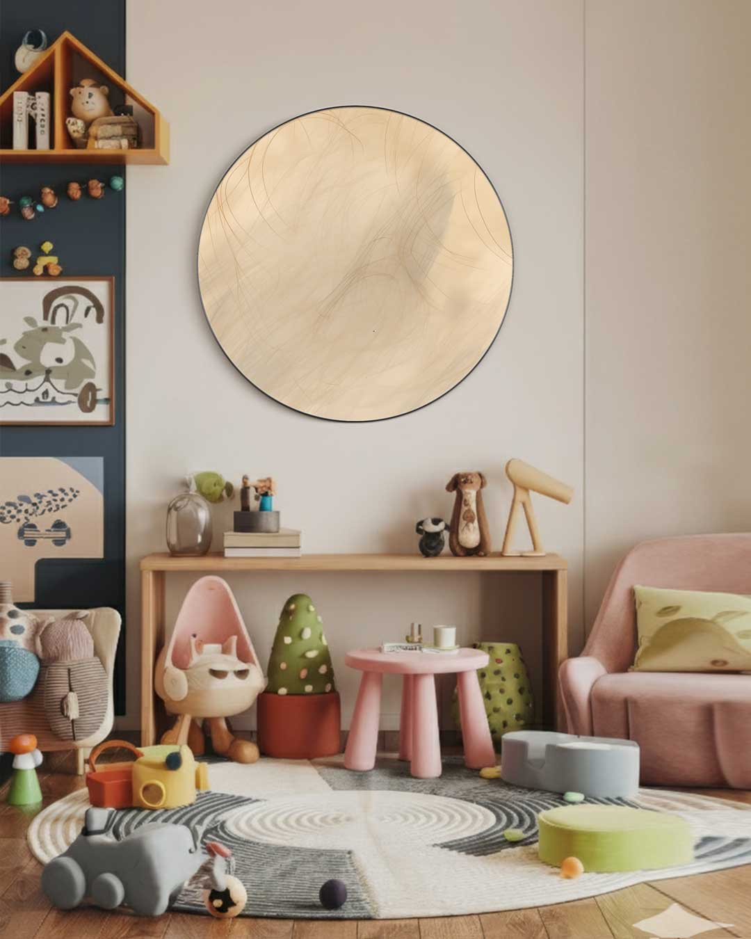 Dromerige Beige Muurcirkel-WallArtistic