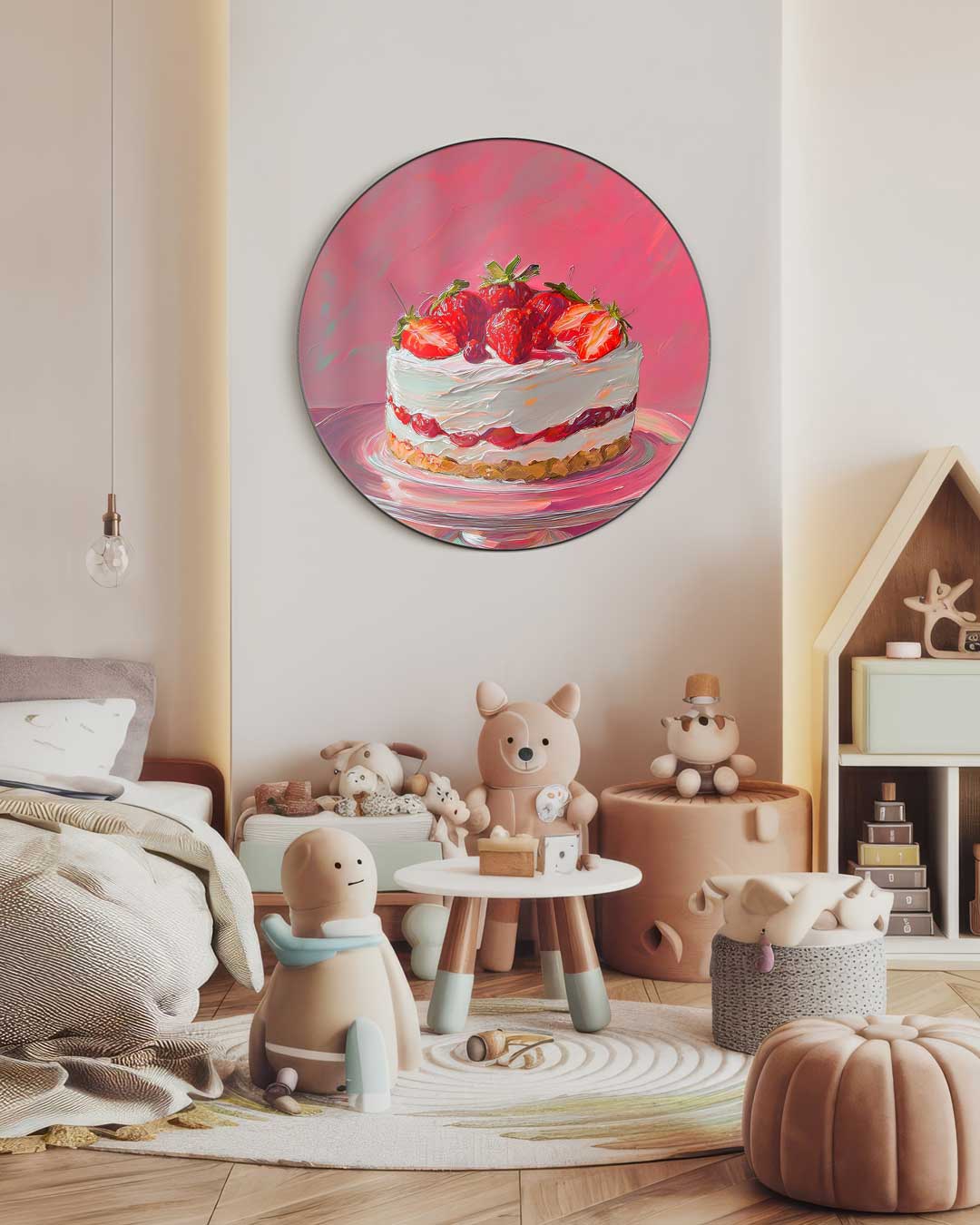 Smakelijke Aardbeientaart Muurcirkel-WallArtistic