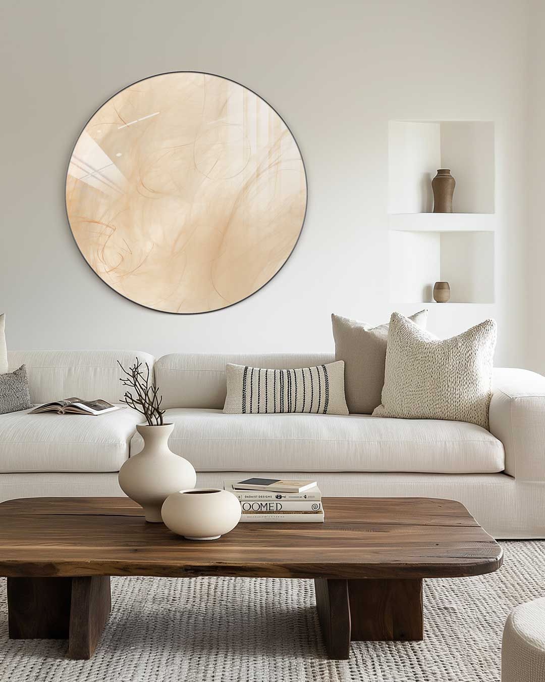 Sfeervolle Beige Muurcirkel-WallArtistic