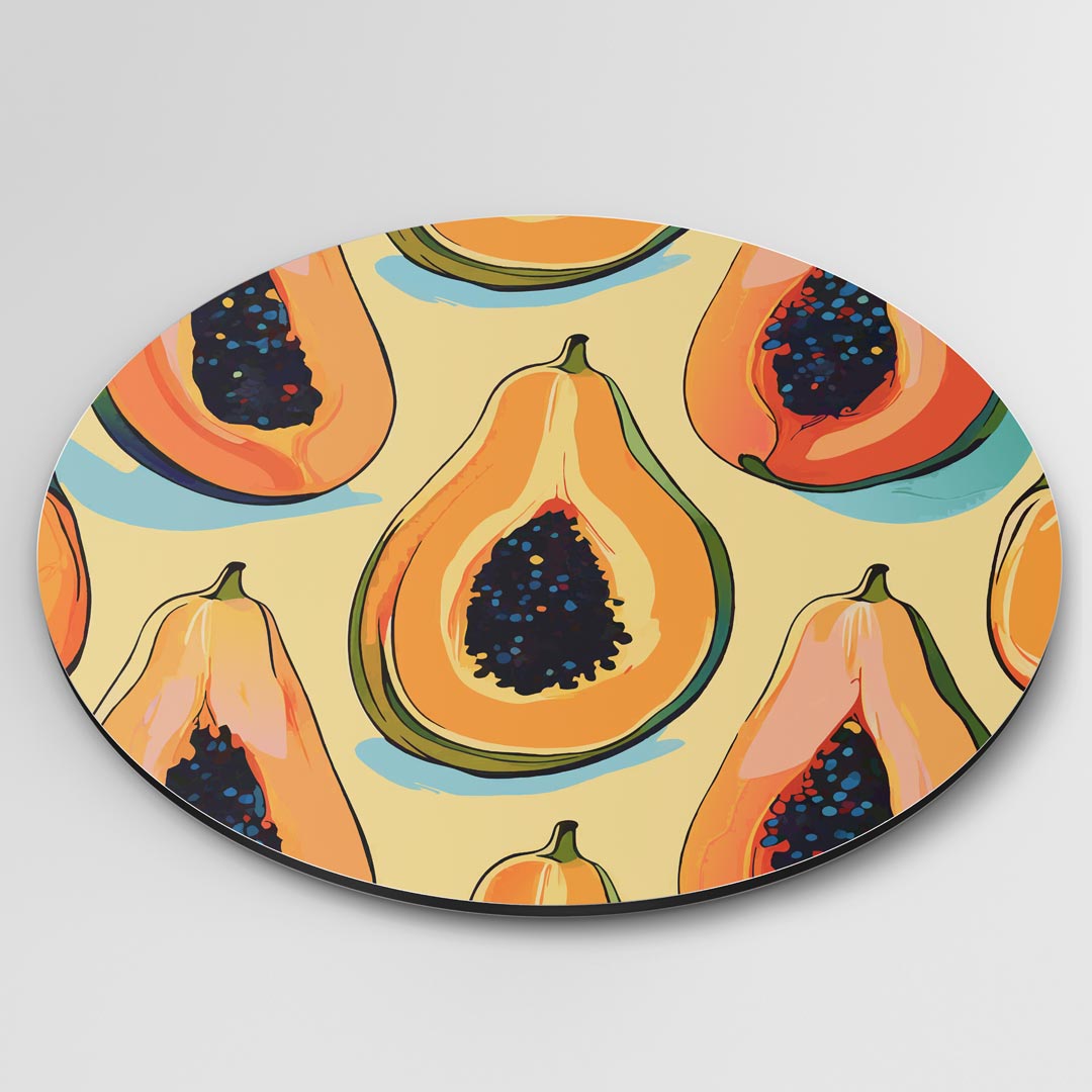 Tropische Papaya Muurcirkel-WallArtistic