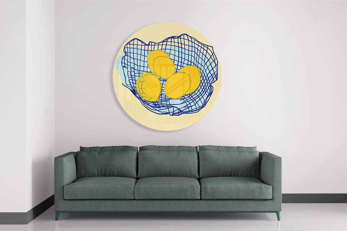 Zonnige Citroen Muurcirkel-WallArtistic