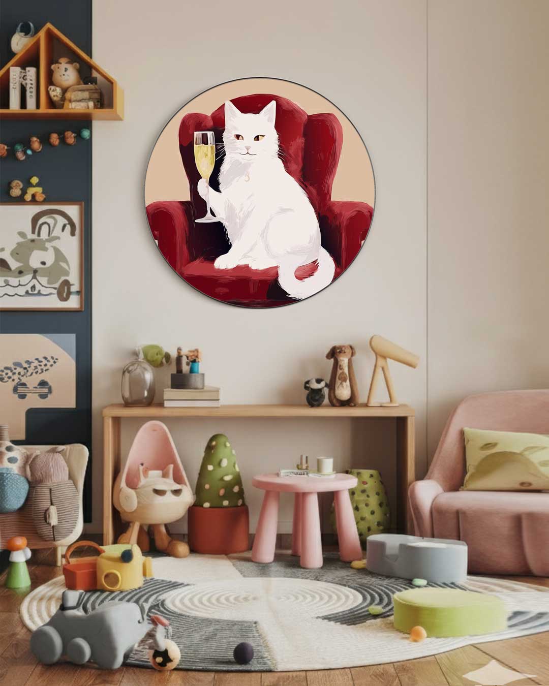 Luxe Kat op Stoel Muurcirkel