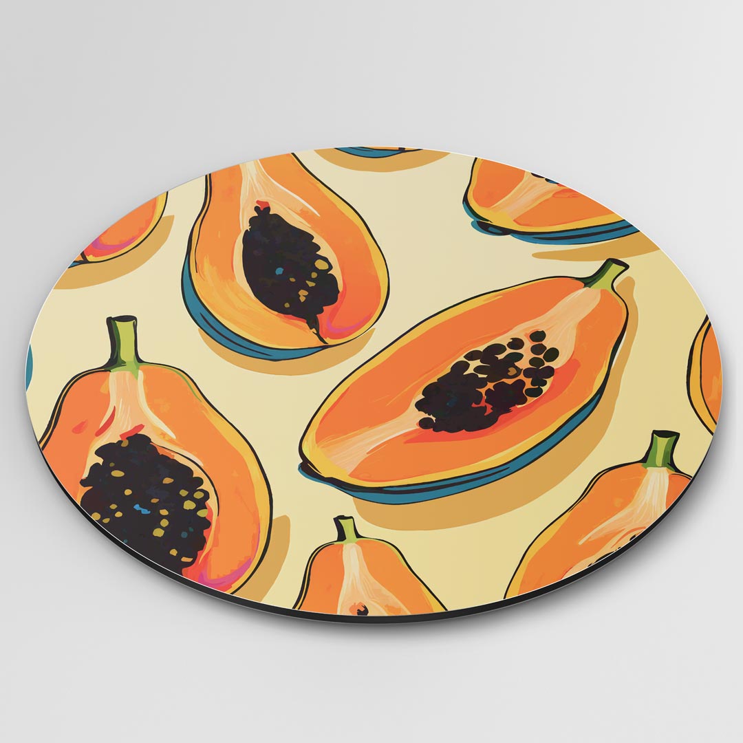Tropische Papaya Muurcirkel-WallArtistic