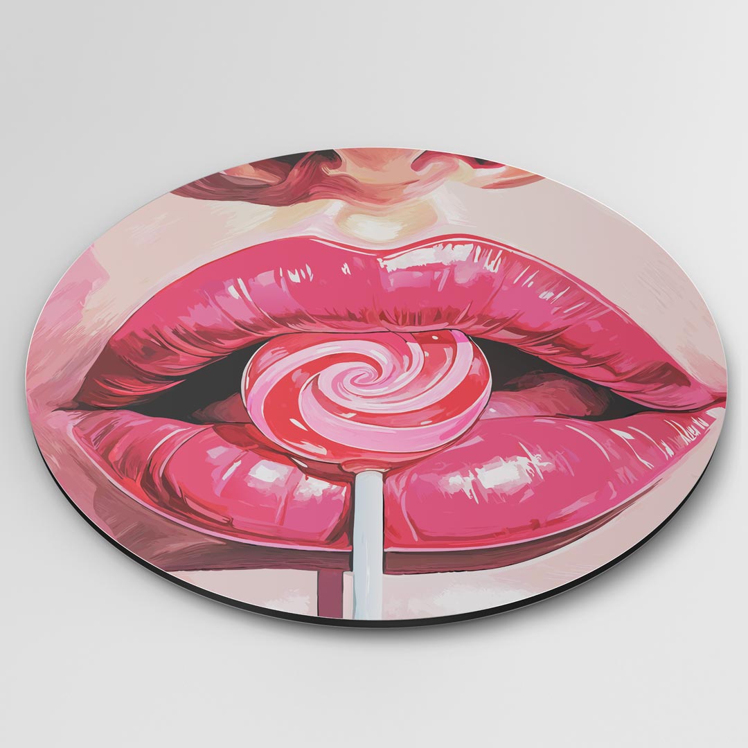Trendy Lippen en Lolly Muurcirkel-WallArtistic