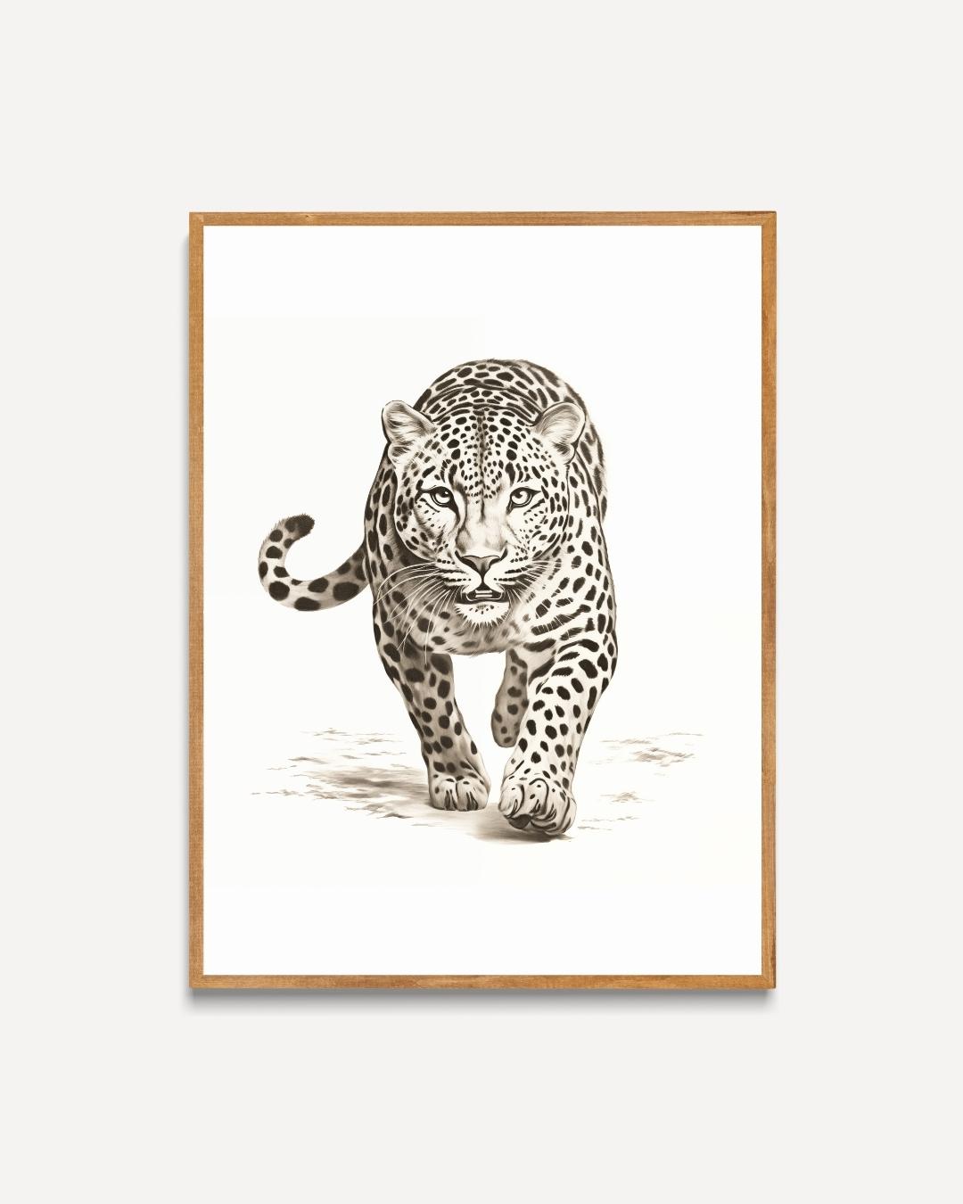 Leopard in Black and White Poster