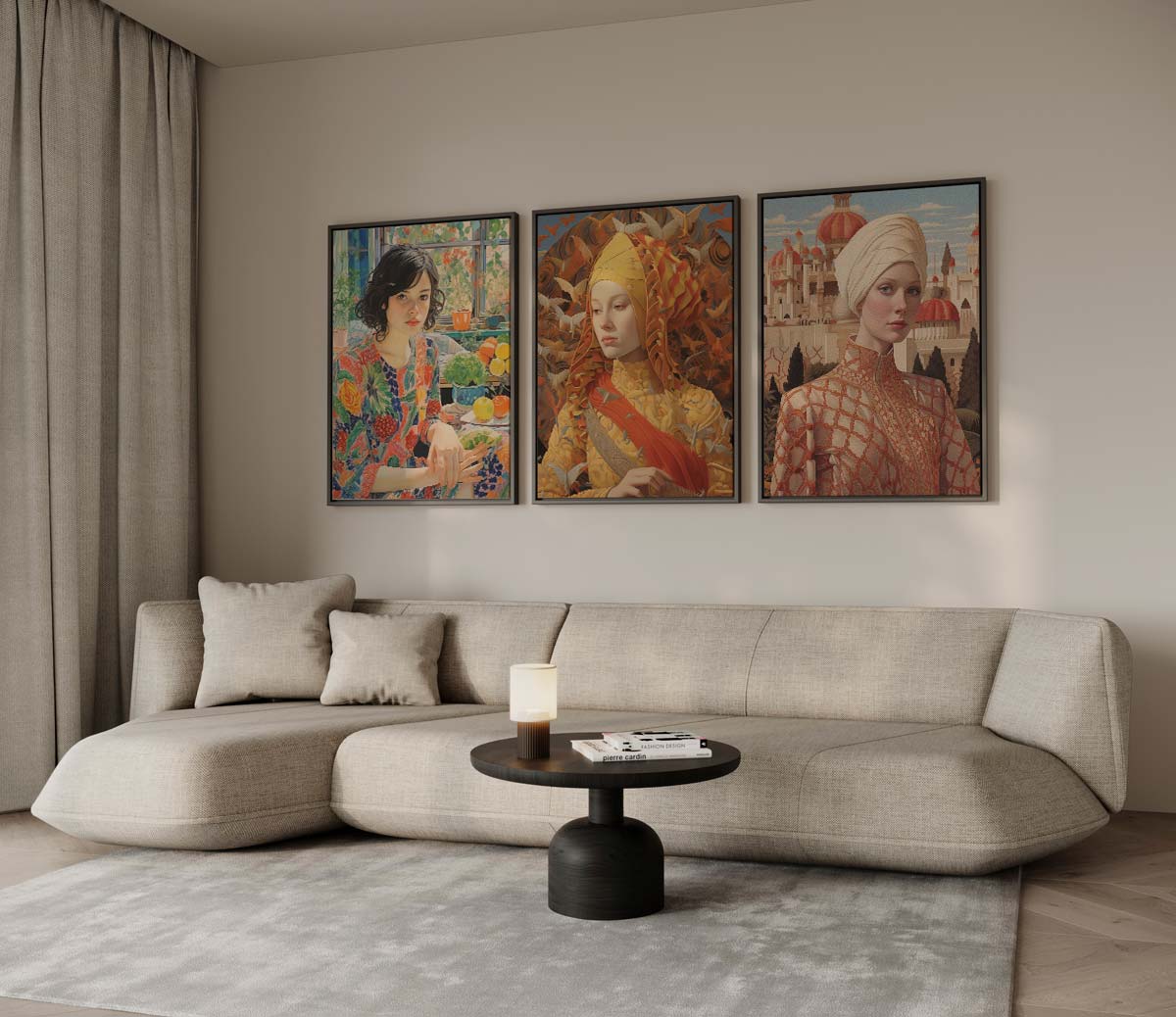 Damesportretten in stijl Kunstwerk-canvas-dibond-plexiglas-wanddecoratie-WallArtistic