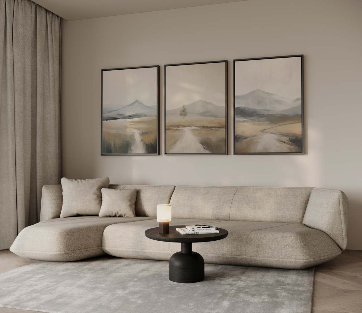 Berglandschap in zachte tonen Kunstwerk-canvas-dibond-plexiglas-wanddecoratie-WallArtistic