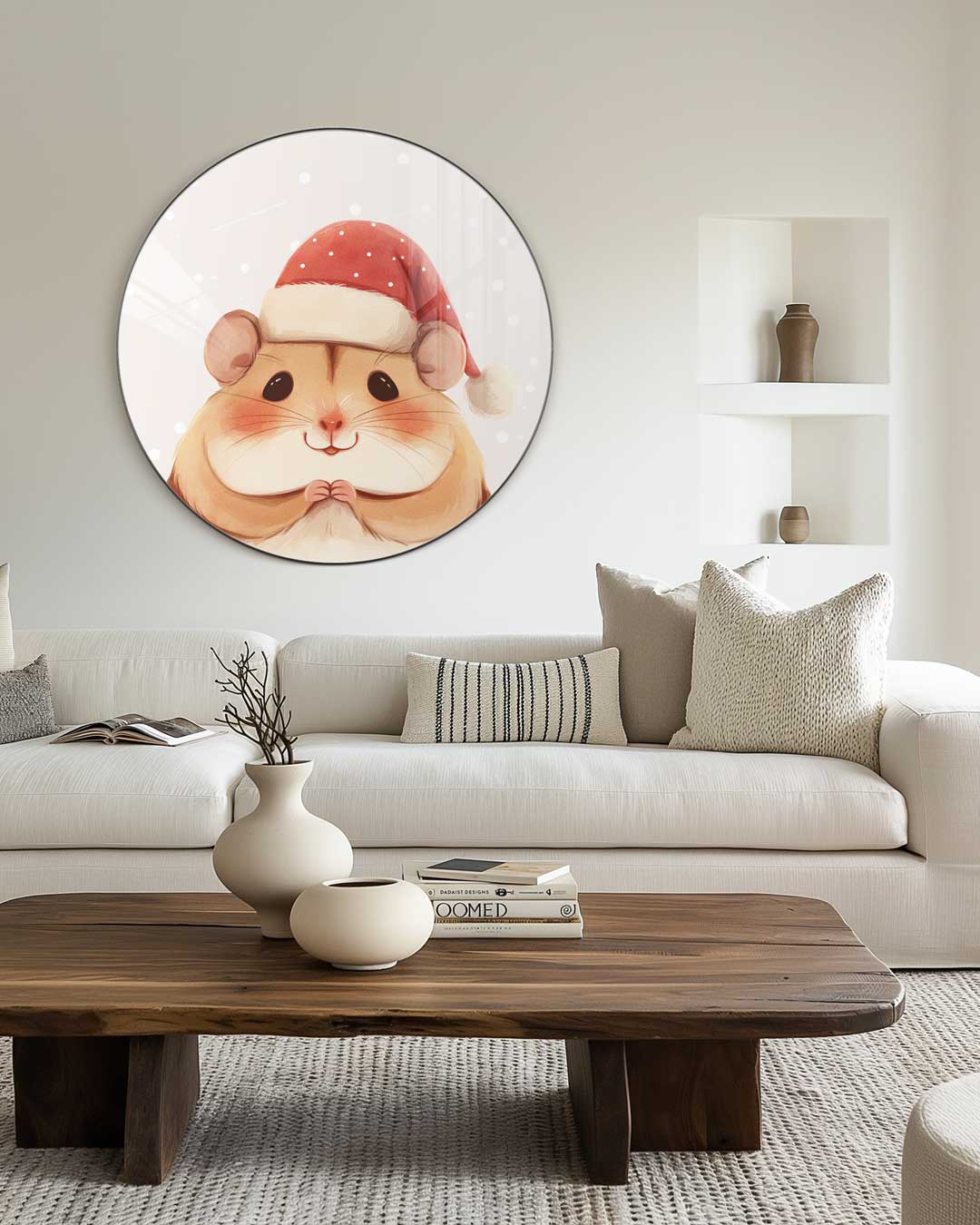 Schattige Kerst Hamster Muurcirkel-WallArtistic