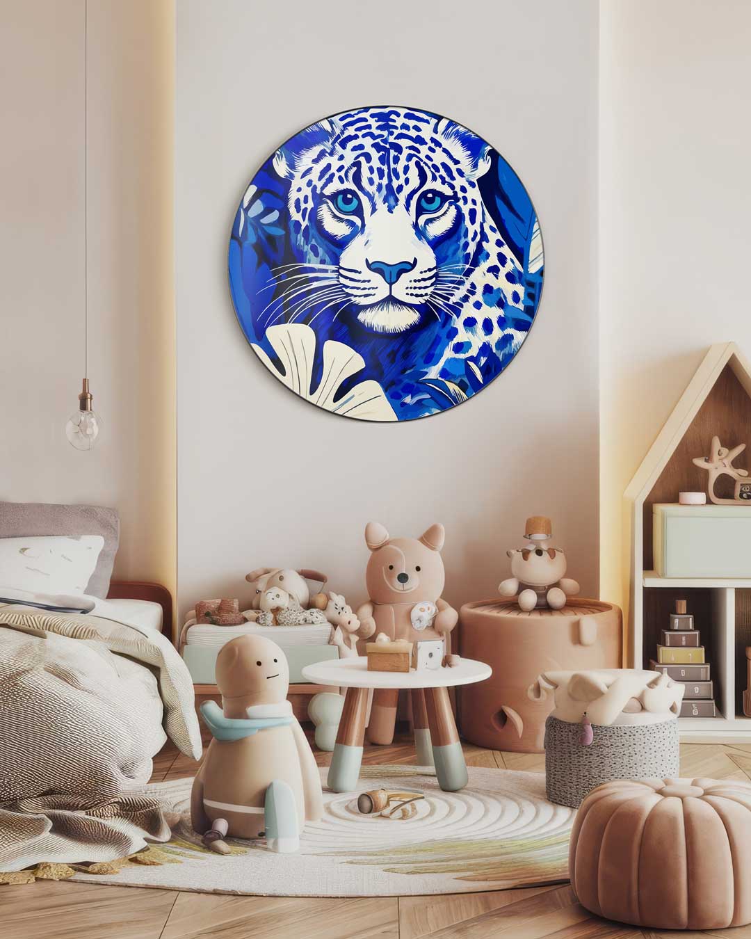 Dierenprint Muurcirkel Blauw Panter