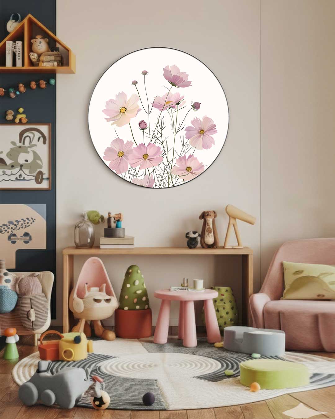 Bloemige Pastel Muurcirkel-WallArtistic