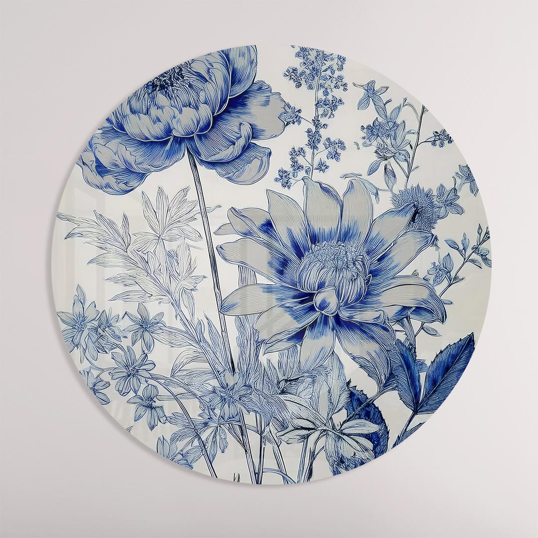 Blauwe Bloemenpracht Muurcirkel