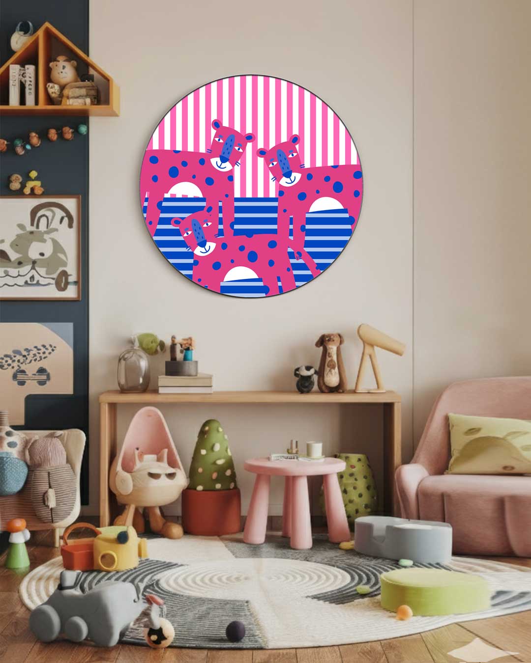 Vrolijke Luipaarden Muurcirkel-WallArtistic