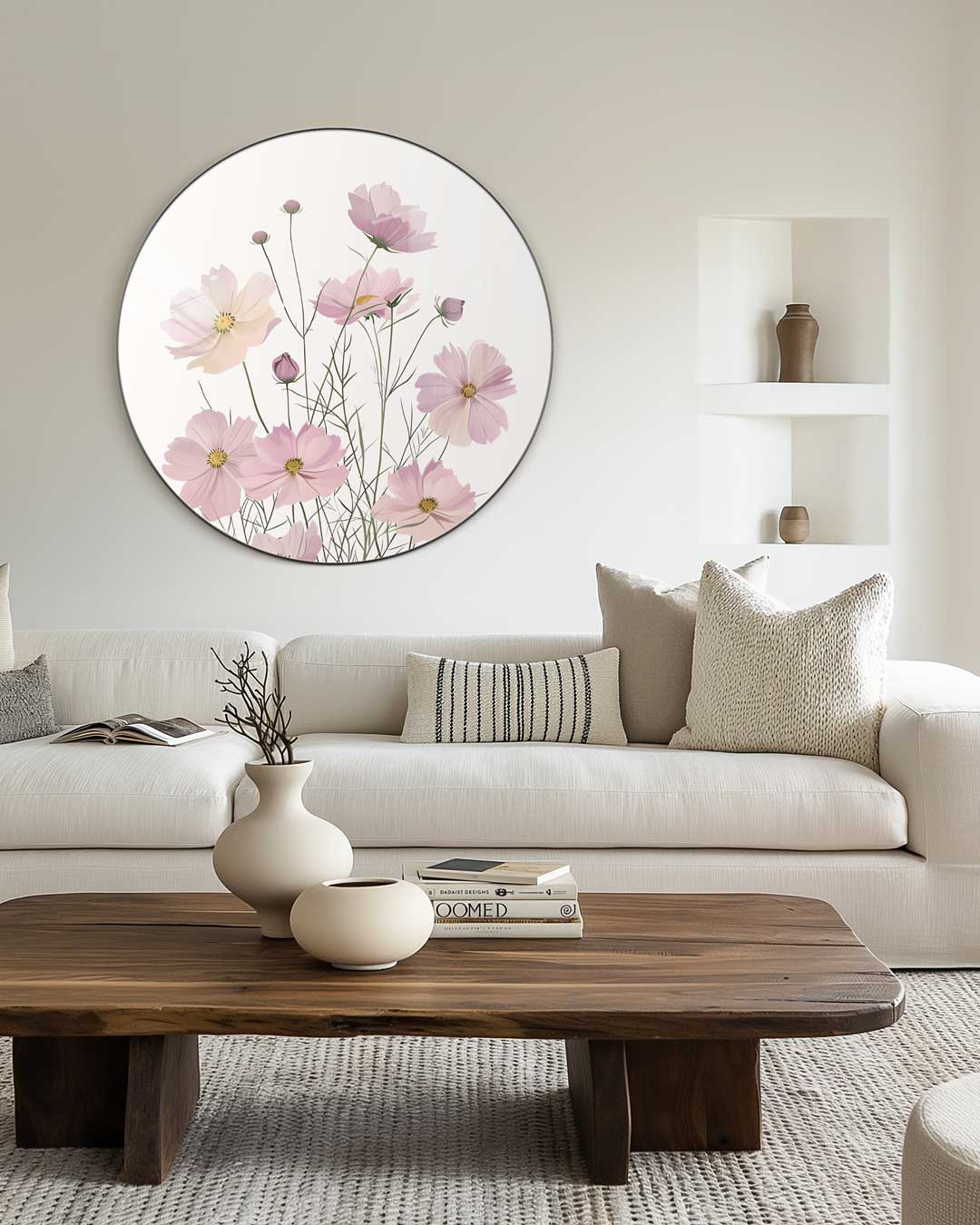 Bloemige Pastel Muurcirkel-WallArtistic