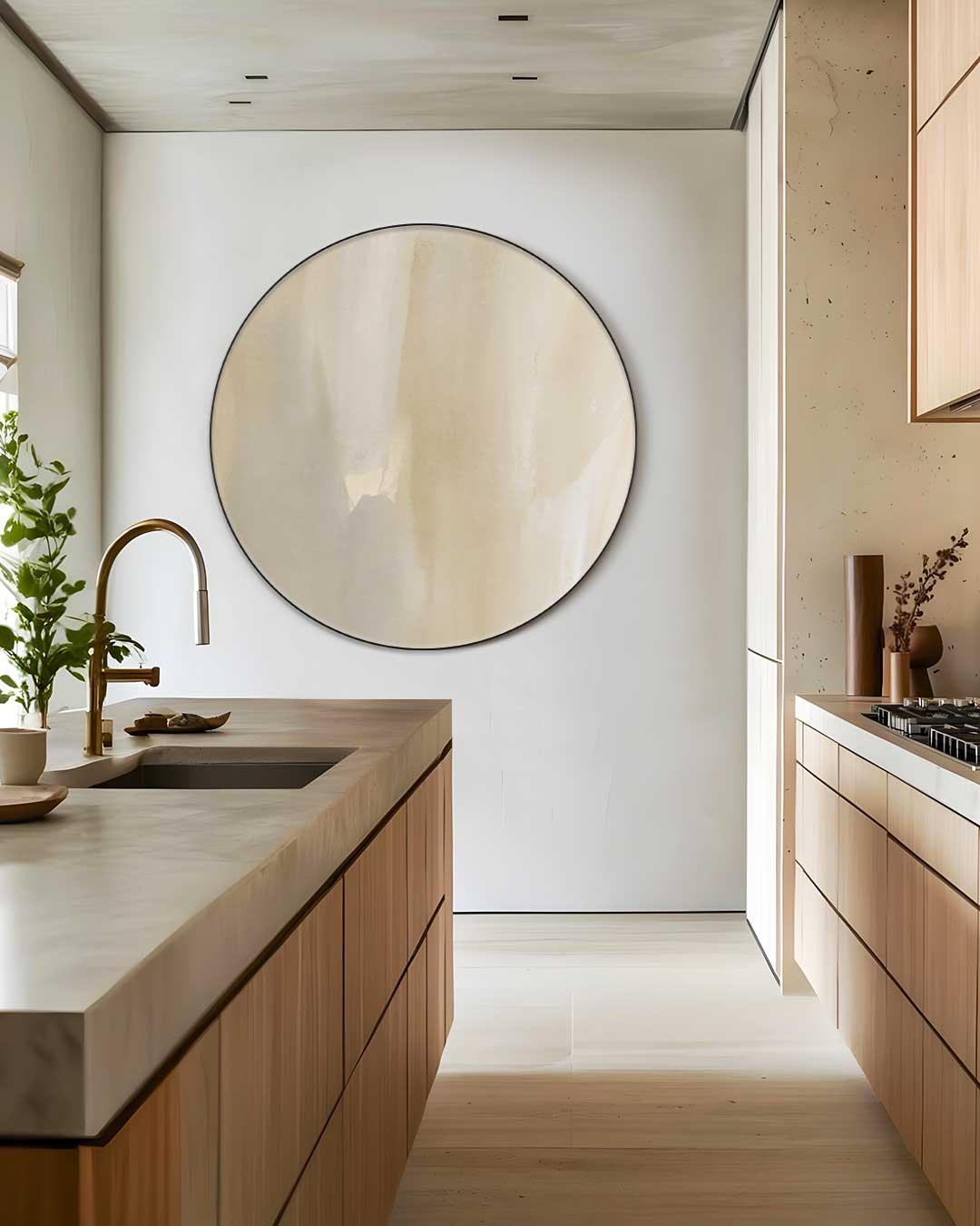 Zachte Beige Muurcirkel-WallArtistic