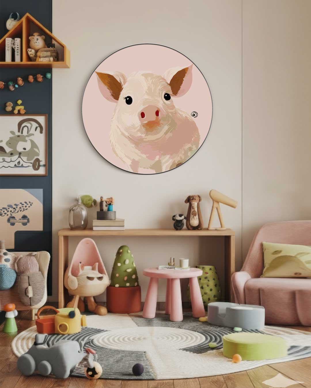 Lief Varkentje Muurcirkel-WallArtistic
