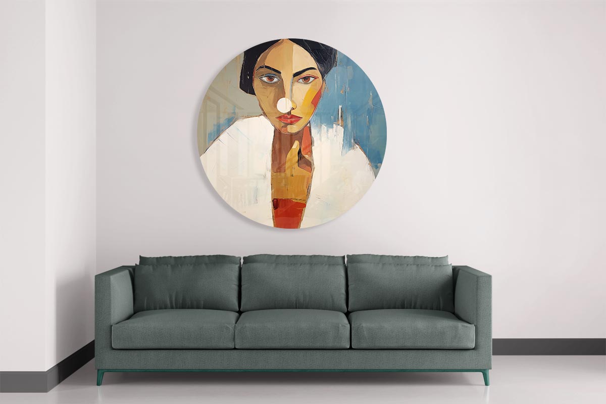 Moderne Vrouwenportret Muurcirkel-WallArtistic