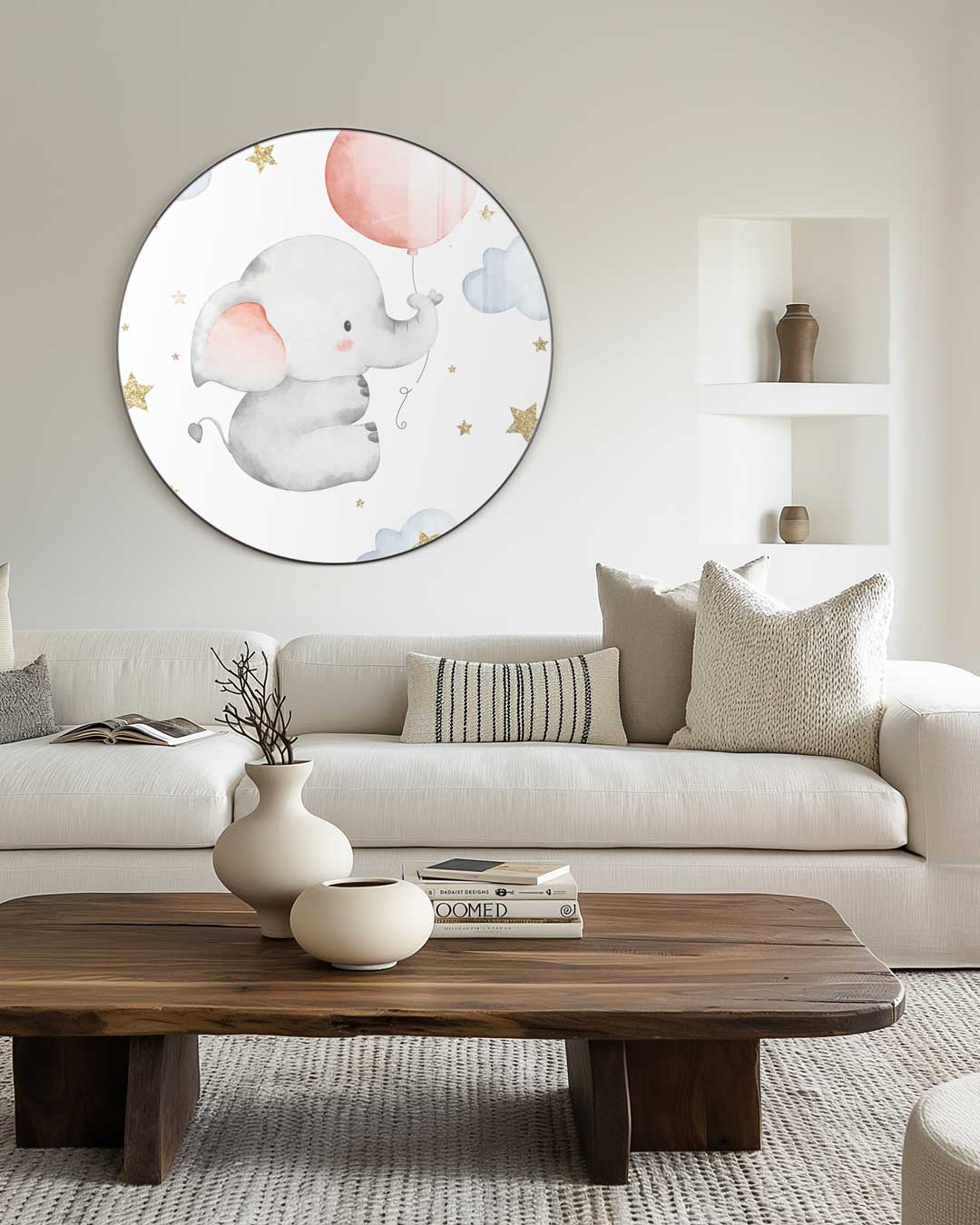 Dromerige Olifant Muurcirkel-WallArtistic