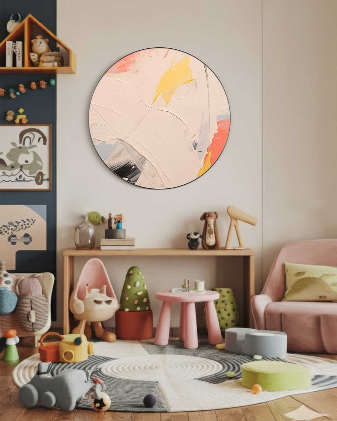 Abstracte Muurcirkel Kleurrijke Streken-WallArtistic