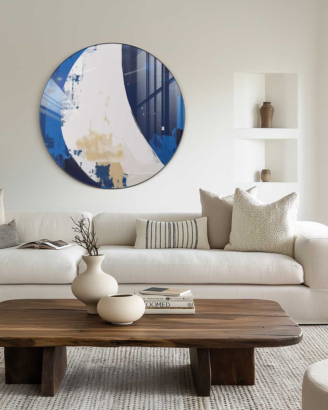 Moderne Blauw-Witte Muurcirkel