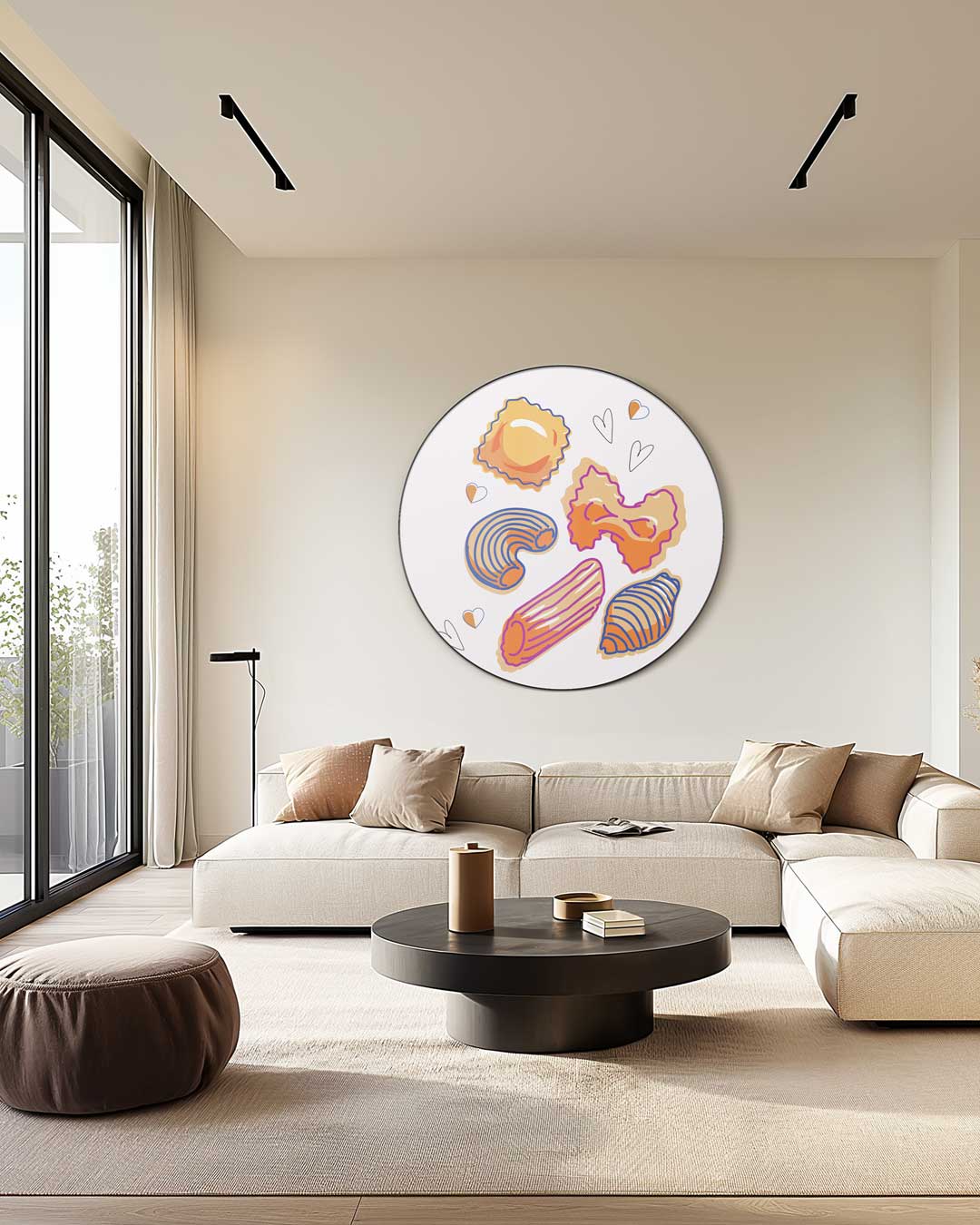 Pasta Illustratie Muurcirkel-WallArtistic