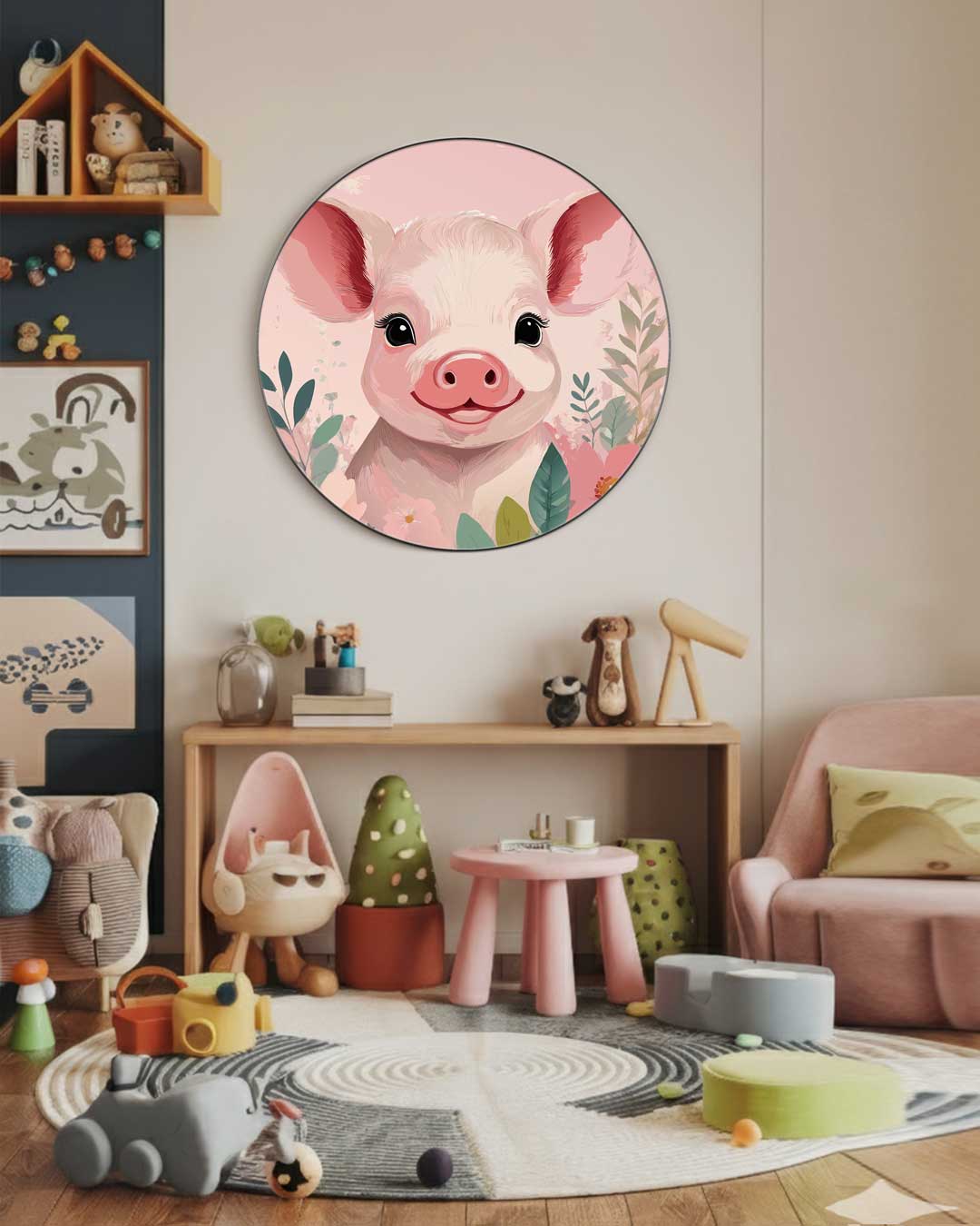 Vrolijke Varkens Muurcirkel-WallArtistic