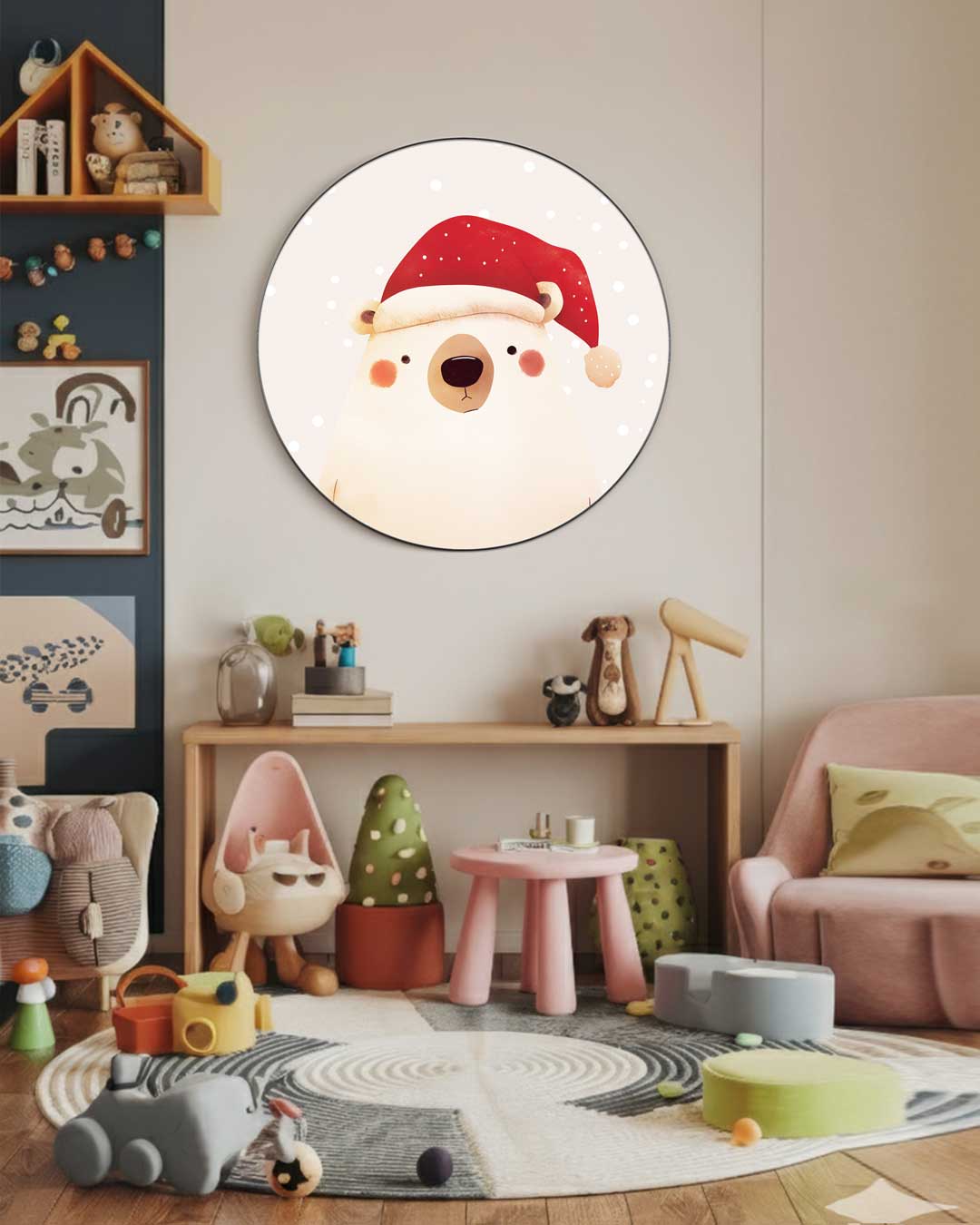 Kerstbeer Muurcirkel-WallArtistic