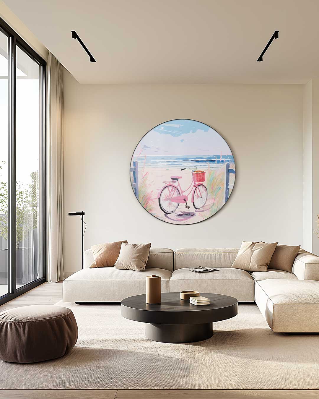 Zomerse Strandfiets Muurcirkel-WallArtistic