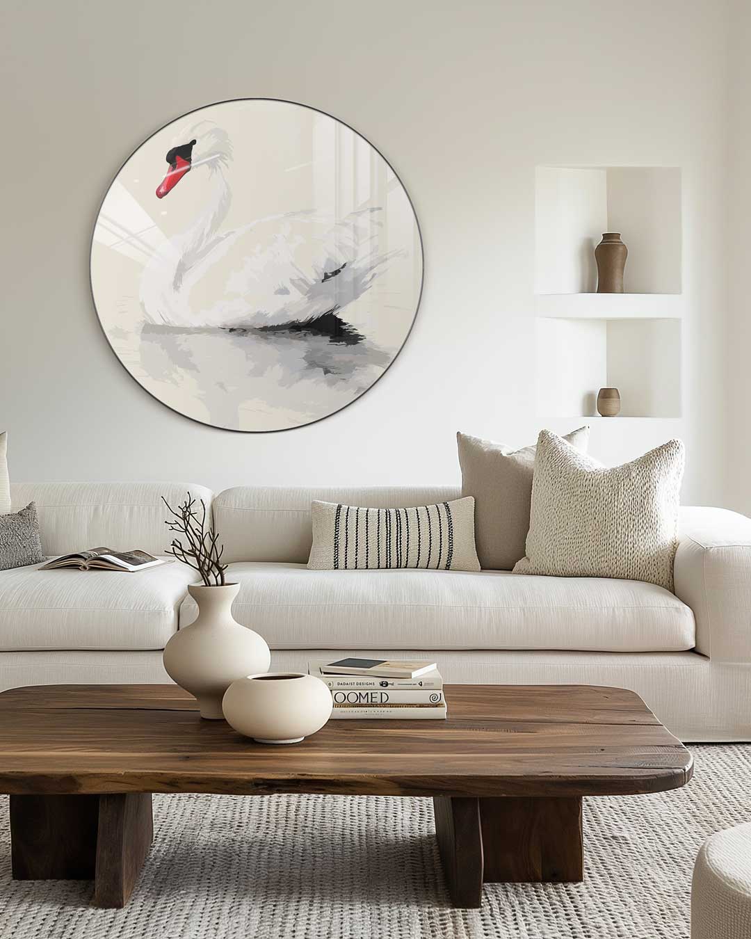 Elegante Zwaan Muurcirkel-WallArtistic