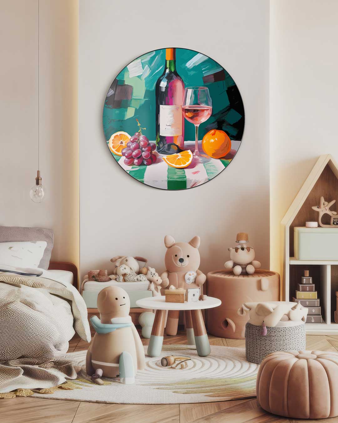 Stijlvolle Wijn en Fruit Muurcirkel-WallArtistic