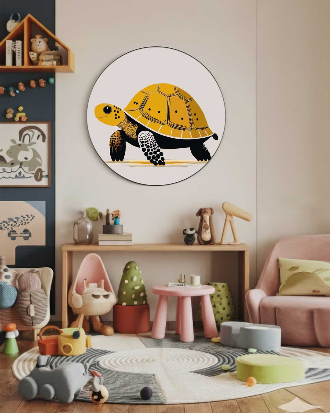 Schattige Schildpad Muurcirkel-WallArtistic