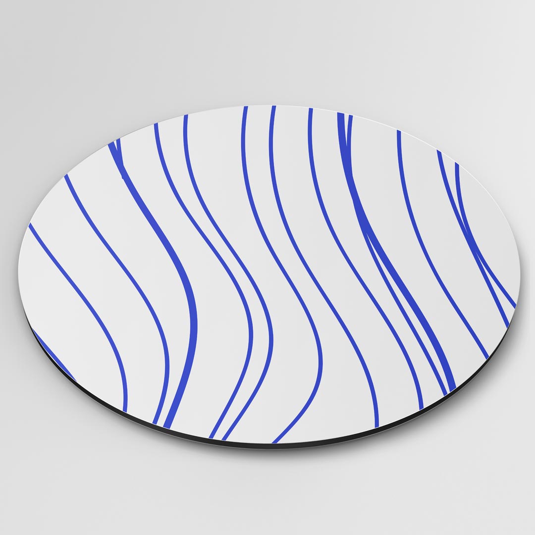 Moderne Blauwe Lijnen Muurcirkel