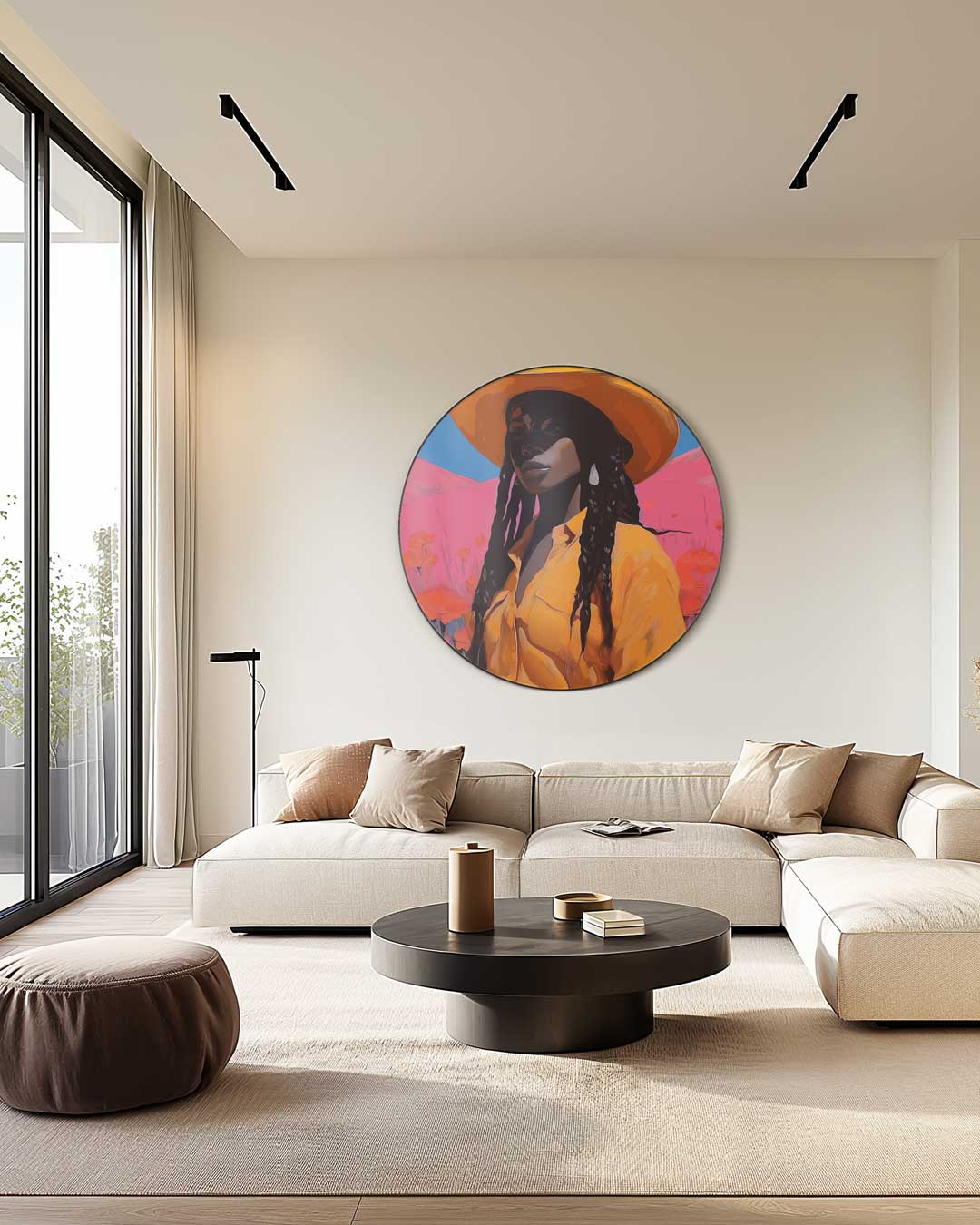 Kleurrijke Cowboy Portret Muurcirkel-WallArtistic