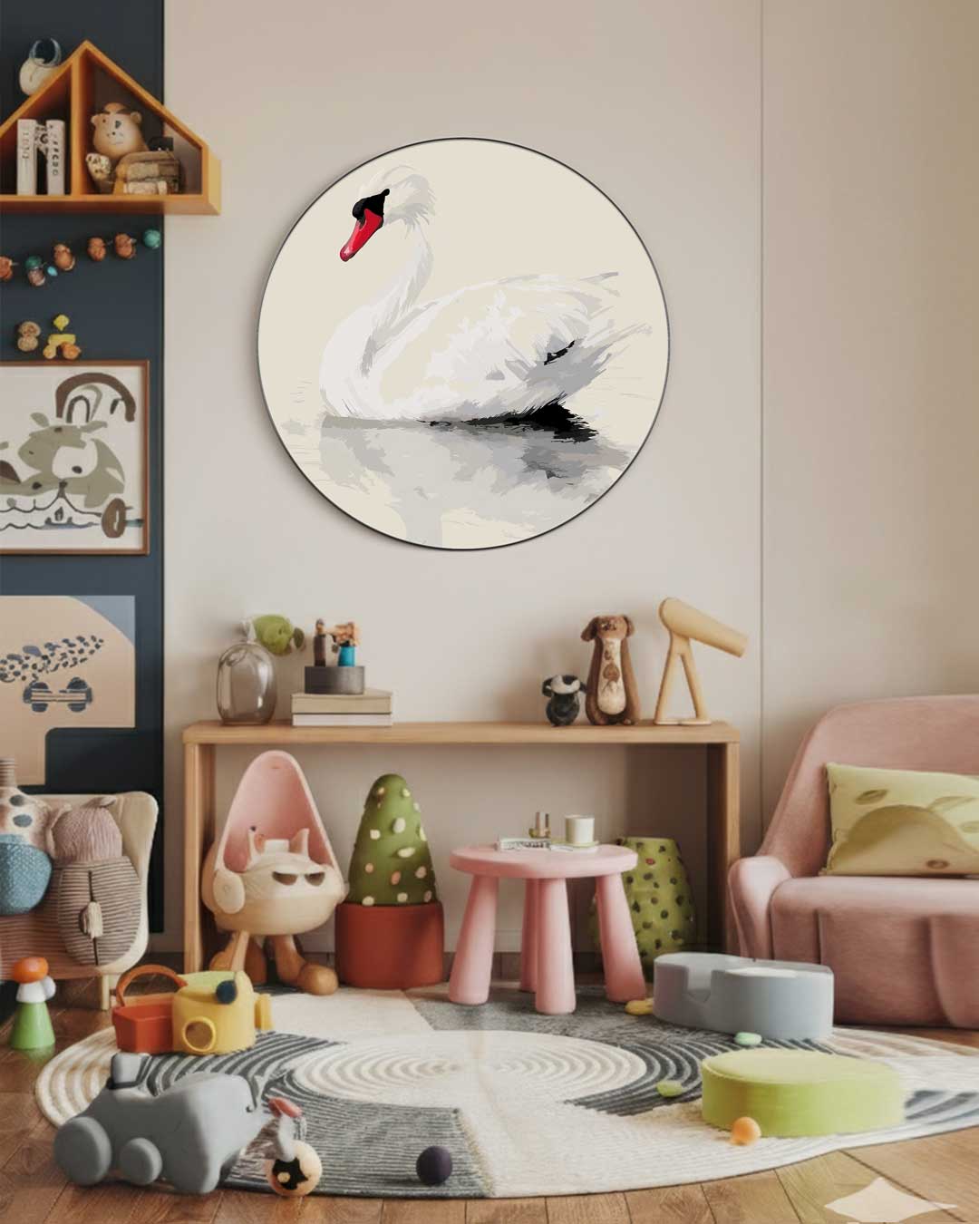 Elegante Zwaan Muurcirkel-WallArtistic