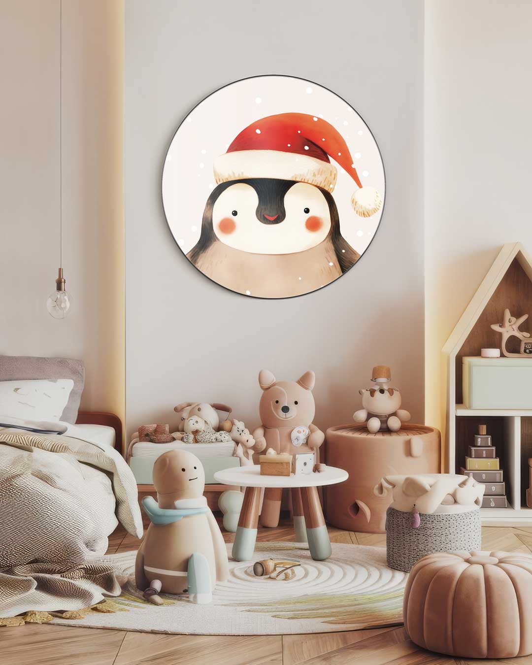 Kerst Pinguïn Muurcirkel-WallArtistic