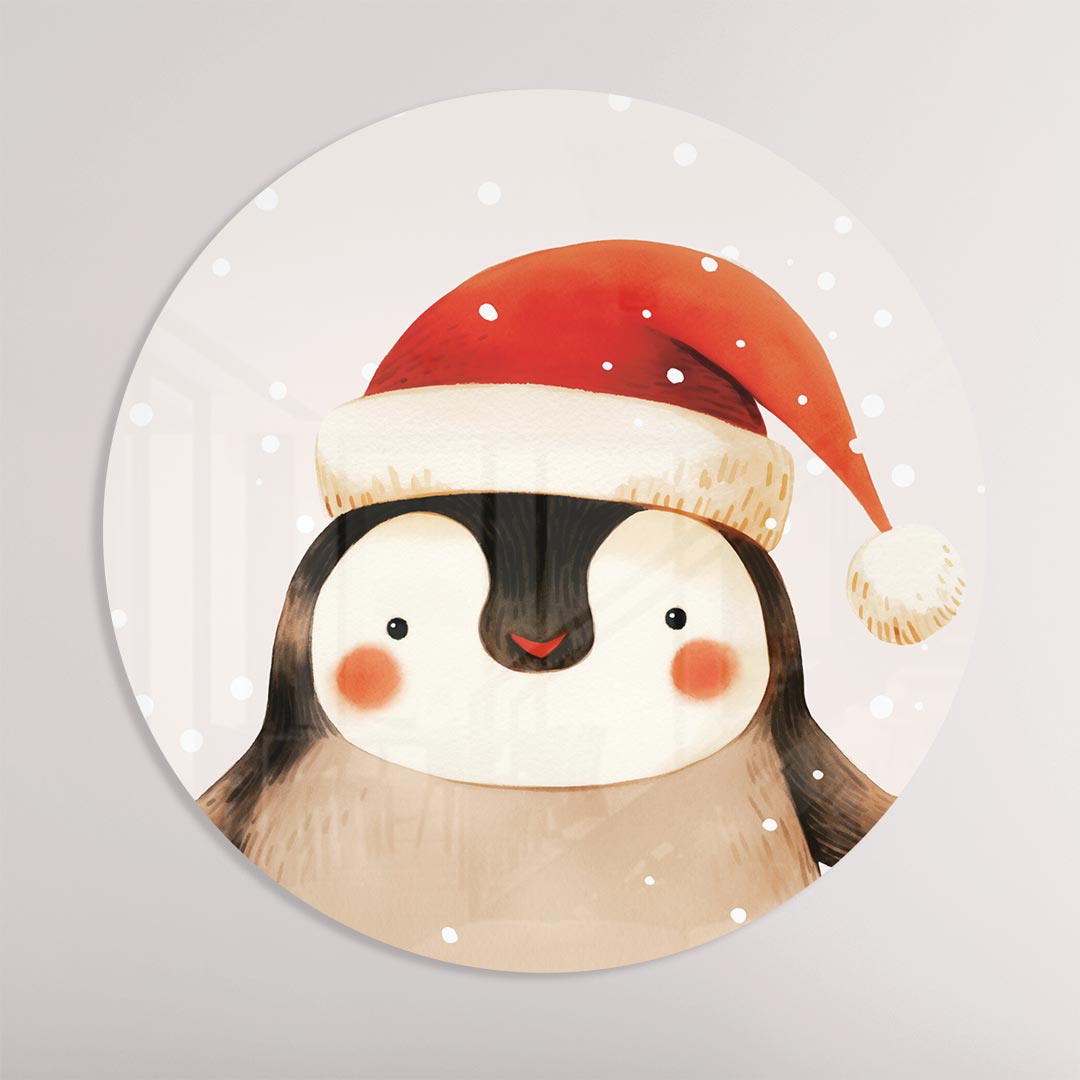 Kerst Pinguïn Muurcirkel-WallArtistic