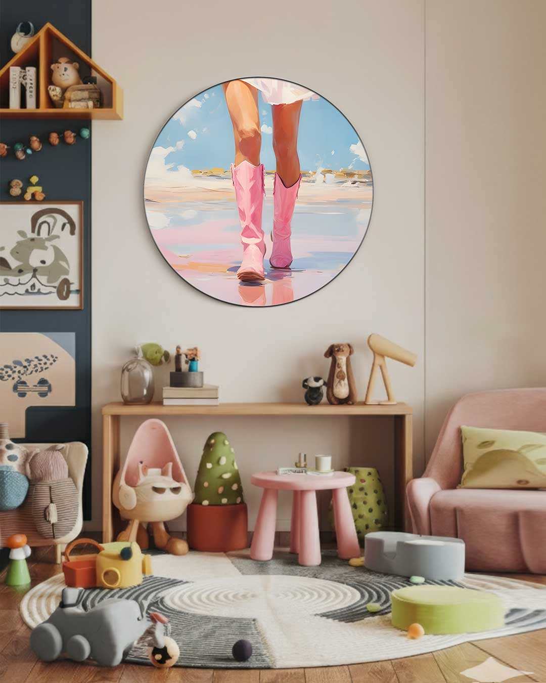 Roze Cowboy Wanddecoratie Muurcirkel