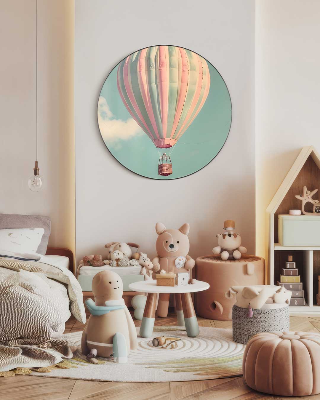 Dromerige Ballonvlucht Muurcirkel-WallArtistic
