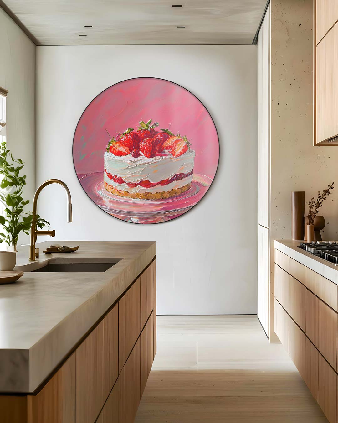 Smakelijke Aardbeientaart Muurcirkel-WallArtistic