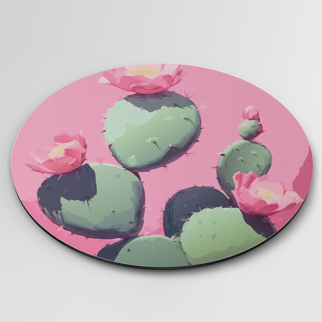 Botanische Roze Cactus Muurcirkel