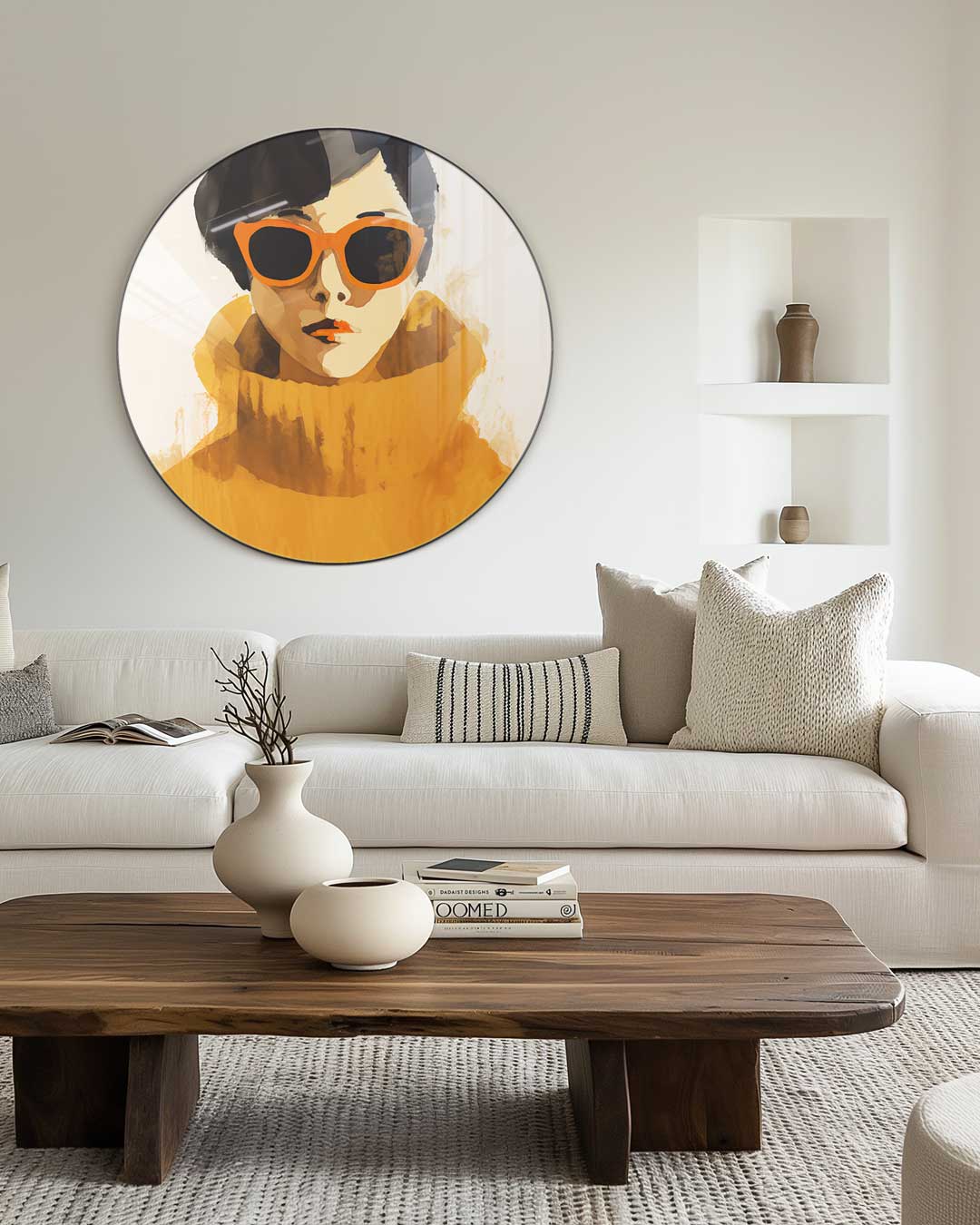 Stijlvolle Vrouw in Retro Look Muurcirkel-WallArtistic