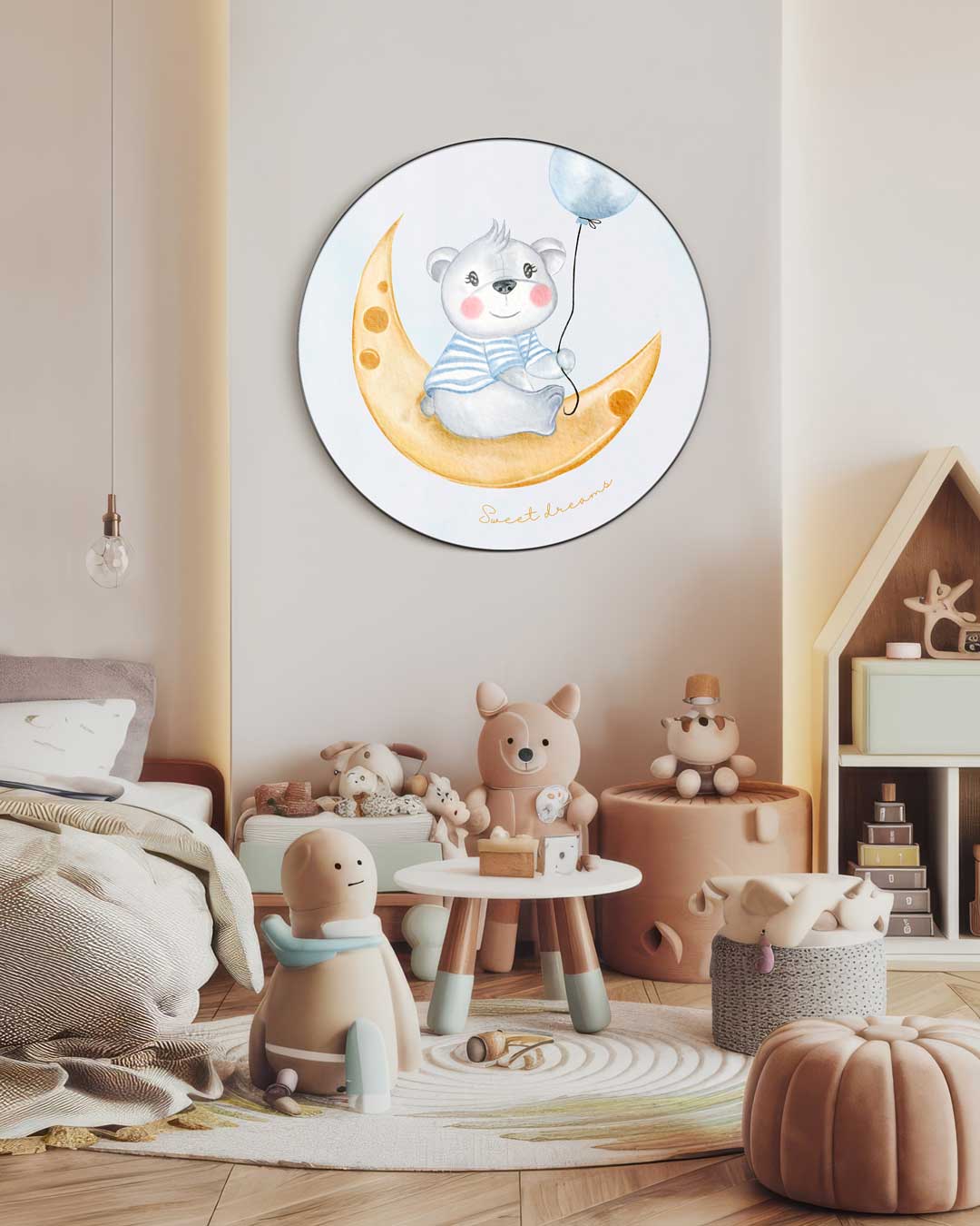 Betoverende Dromerige Teddy Muurcirkel-WallArtistic