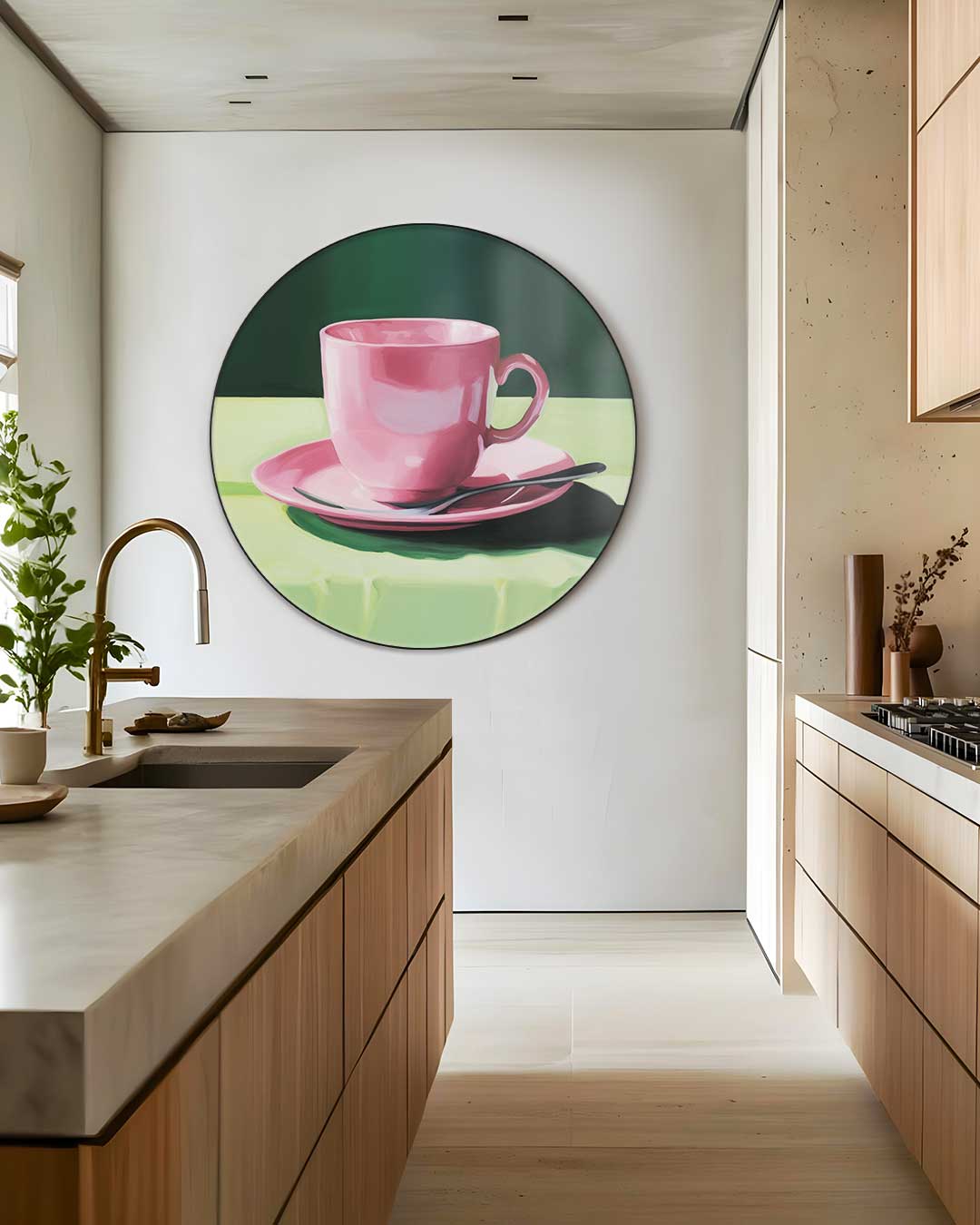 Roze Koffieplezier Muurcirkel