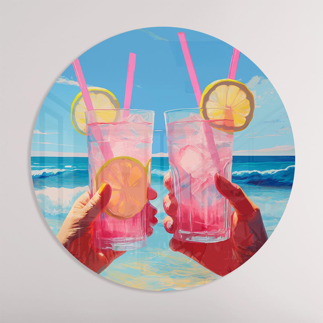 Zomerse Bubbels aan Zee Muurcirkel-WallArtistic