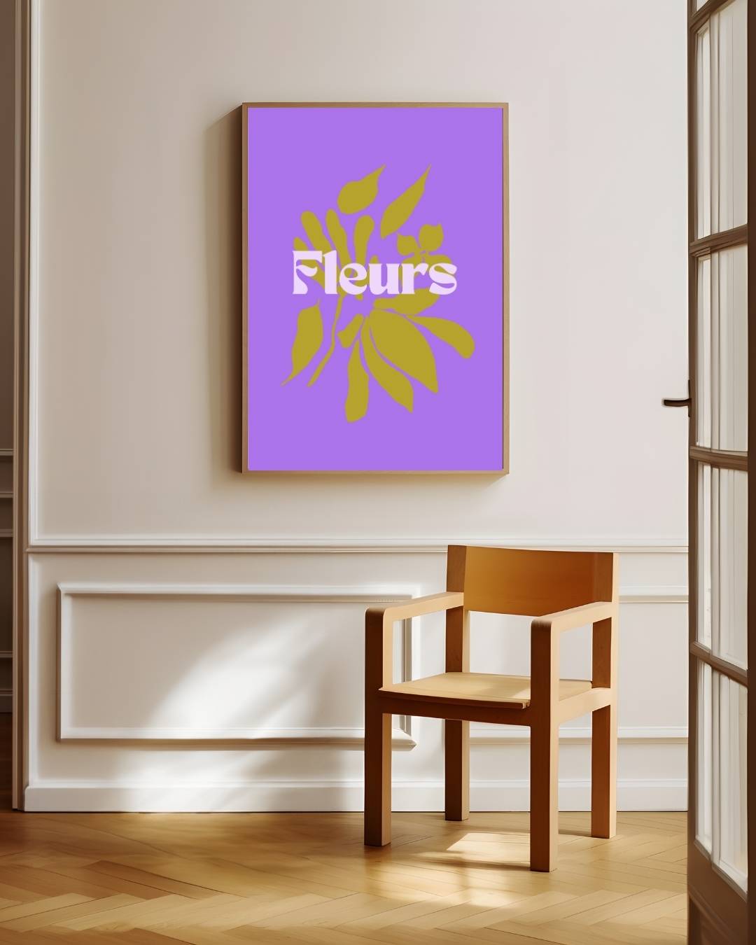 Fleurs gele abstracte bloemensilhouet Poster