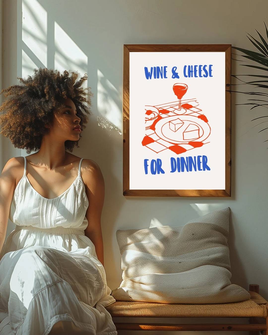 Wine & cheese for dinner Poster