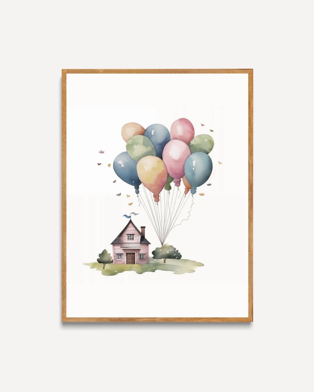 Huis met ballonnen illustratie Poster