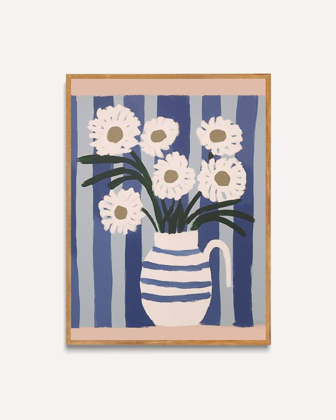 Bloemen in gestreepte vaas Poster