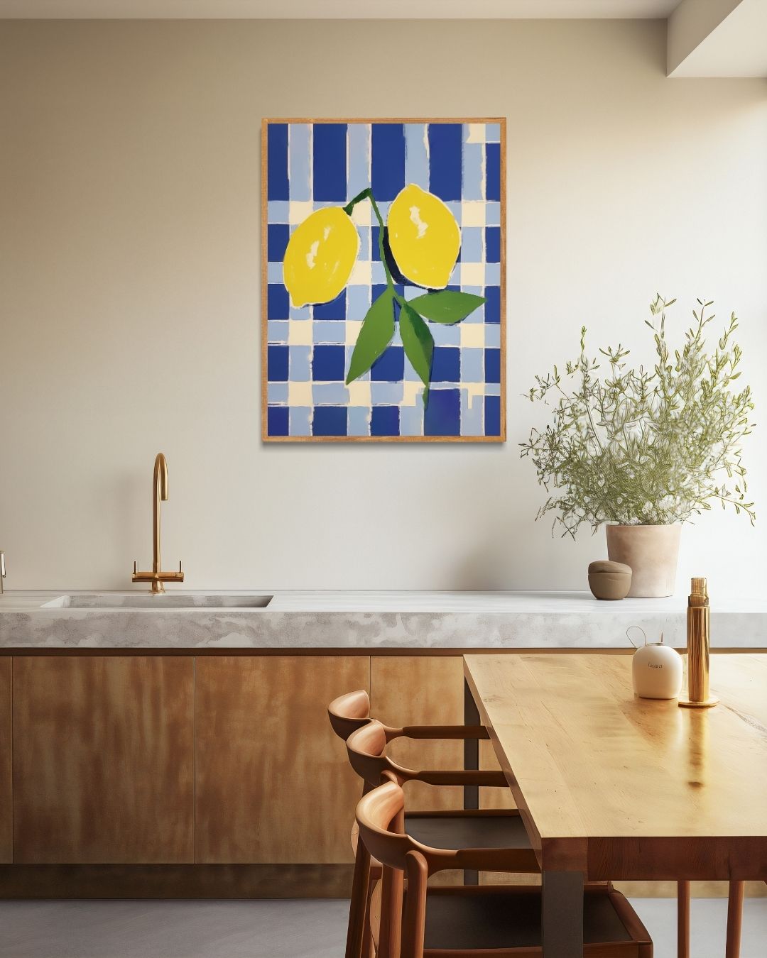 Lemons on Blue Poster 