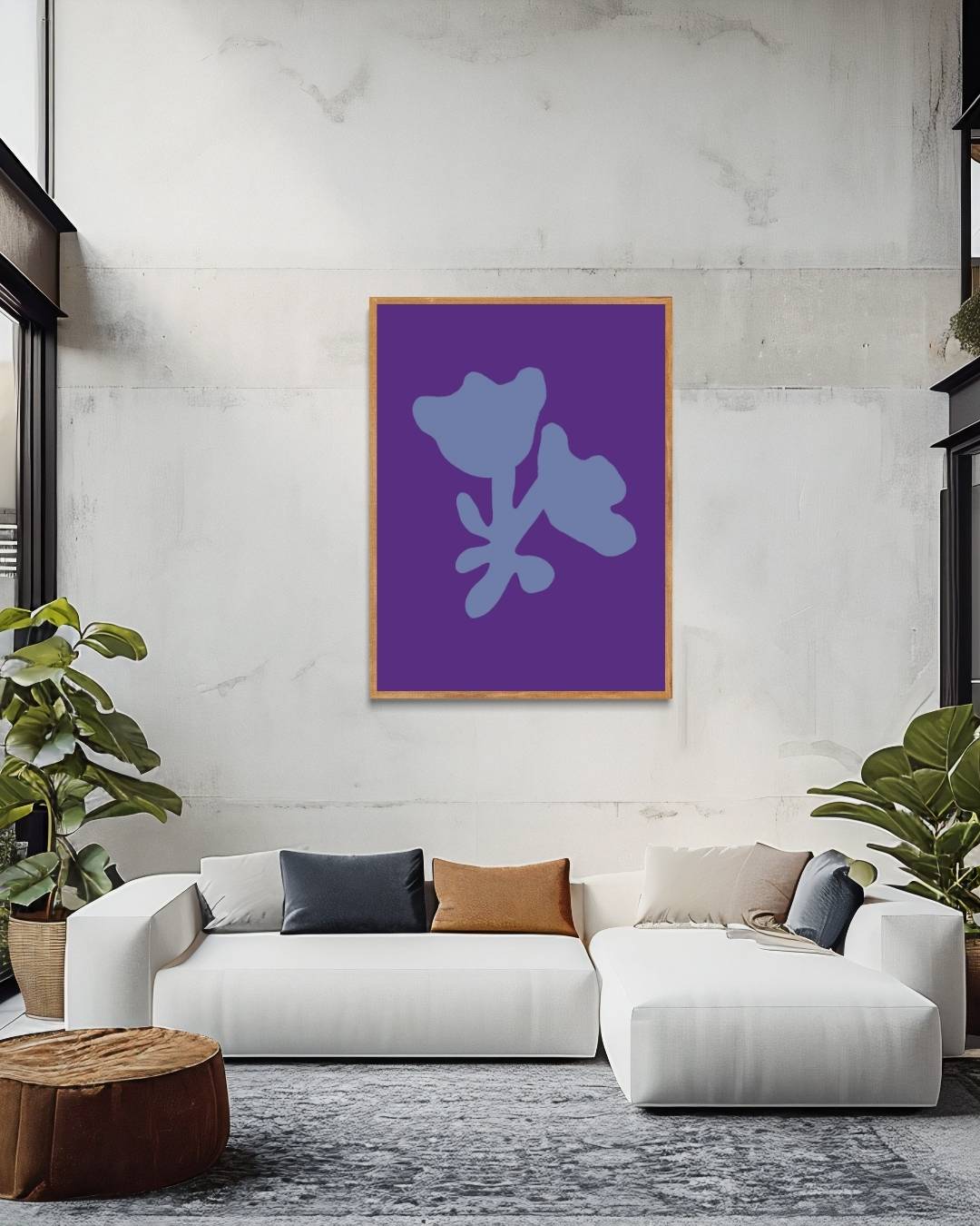 Abstract blauwe bloemen Poster